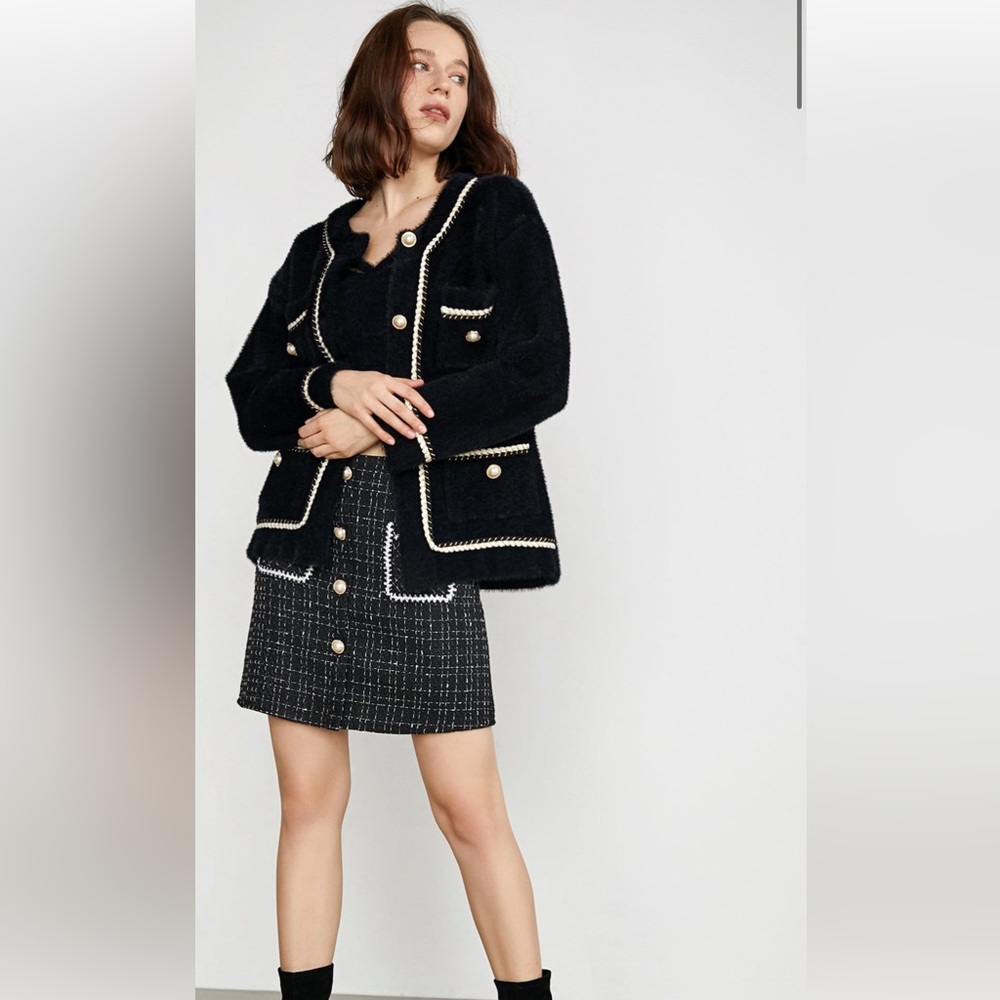 Yasmina Black Drop Shoulder Chunky Knit Cardigan